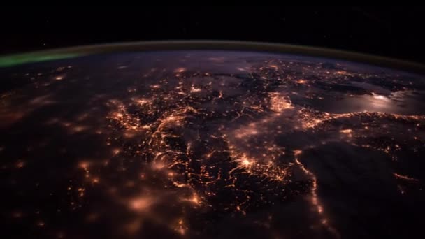 Vista Sobre Atmósfera Terrestre Aurora Desde Espacio — Vídeos de Stock