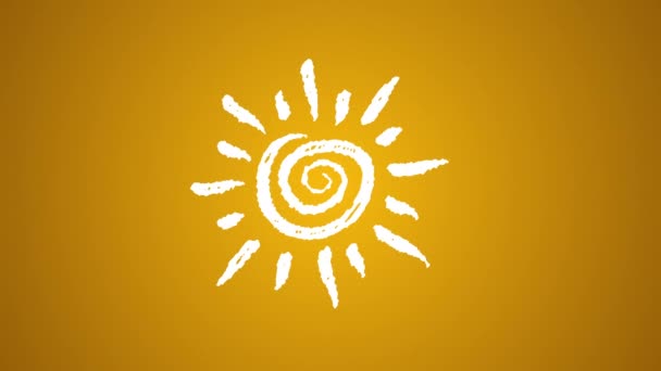 Sol Ícone Tempo Pintado Com Giz Mão Desenhada Animação — Vídeo de Stock