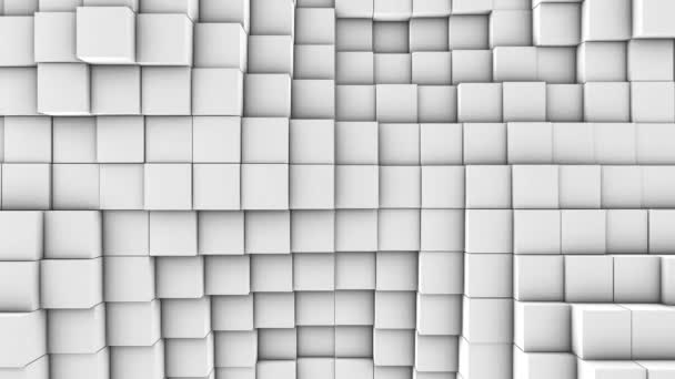Una Gran Cantidad Cubos Blancos Superficie Toda Pantalla Onda Volumétrica — Vídeos de Stock