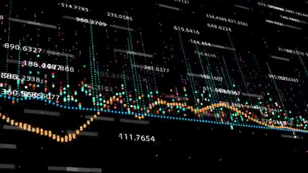 Abstrakter Hintergrund Mit Animation Wachsender Diagramme Und Fließender Zahlenzähler Mit — Stockvideo