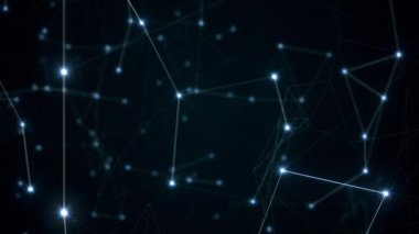 Çizgiler, web konsepti animasyonuyla birbirine bağlı titreşen ışık demetleriyle soyut geometrik animasyon