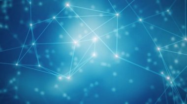 Çizgiler, web konsepti animasyonuyla birbirine bağlı titreşen ışık demetleriyle soyut geometrik animasyon