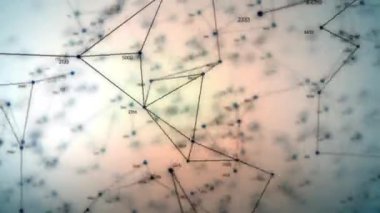 Alan üçgenlerinin derinliğine sahip soyut geometrik bileşim çizgiler, noktalar ve rastgele sayılar