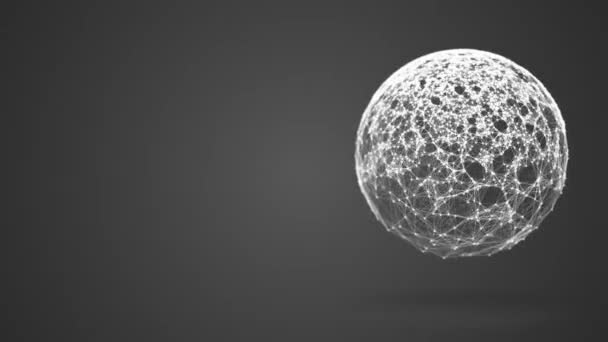将混沌慢动作点和线的几何构图在昏暗光线下置于球体中 — 图库视频影像