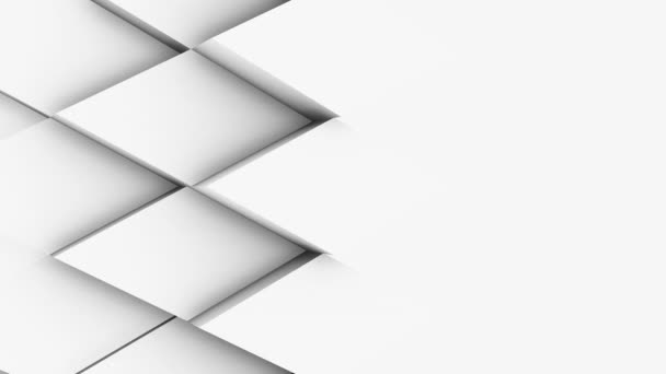 抽象的な多角形の幾何学的表面の光明るいきれいな最小多角形のグリッドパターンランダムな手の動きの背景キャンバス純粋な壁の建築白 — ストック動画