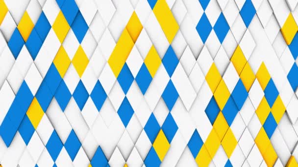 抽象的な多角形の幾何学的表面白いくつかの色要素と極小多角形のグリッドパターンランダムな手の動きの背景キャンバス純粋な建築の壁に白いデザインスペース — ストック動画