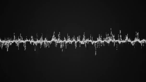 Onda Audio Blanco Abstracto Sobre Fondo Negro Animación Abstracta Bucle — Vídeos de Stock