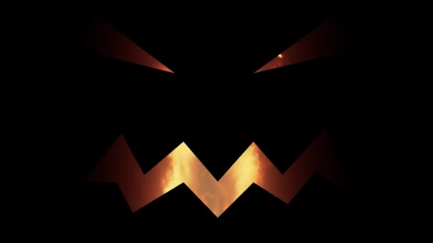 Animazione Festa Halloween Silhouette Zucca Halloween Notte Con Fuoco Ardente — Video Stock