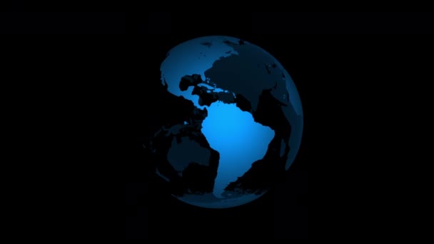 Animation Spinning Globe Earth Planet Black Background Loop — Video