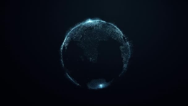 Animation Spinning Globe Earth Planet Black Background Loop — Video