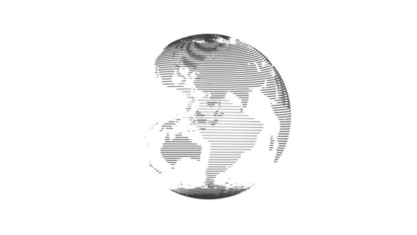 白い背景に地球の自転する地球のアニメーションシームレスなループ地球のアニメーション — ストック動画