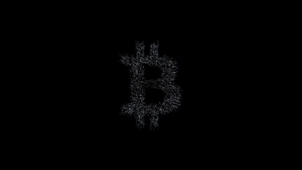 Bitcoin Sembolü Milyonlarca Ayrıntı Uzay Kavramsal Teknik Animasyonunda Bitcoin Sembolü — Stok video