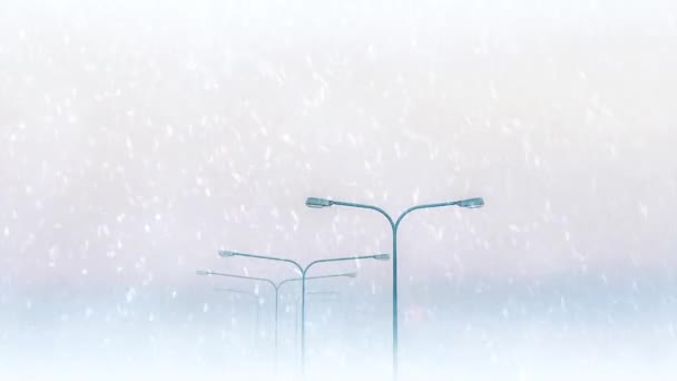 Ventisca Ráfagas Nieve Soplando Través Una Hermosa Escena Escandinava Invierno — Vídeo de stock