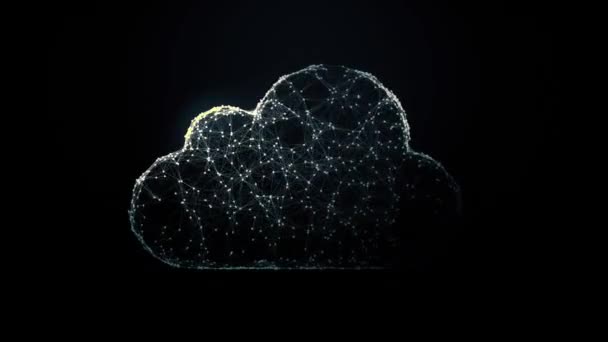 Cloud Computing Concepimento Caoticamente Lento Spostamento Punti Connessi Tecnologia Cloud — Video Stock