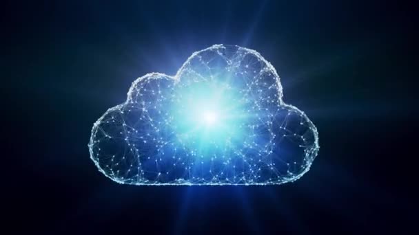 Концепція Хмарних Обчислень Хаотично Повільно Рухається Єднаних Точок Хмарні Технології — стокове відео