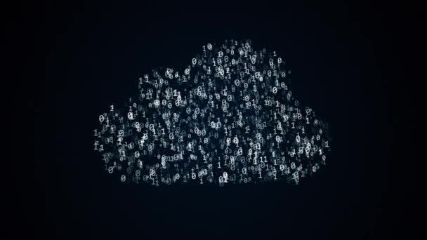 Σύλληψη Cloud Computing Χαοτικά Αργή Κίνηση Μηδέν Και Ένα Σύμβολο — Αρχείο Βίντεο