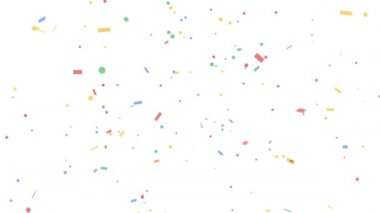 Renkli konfeti partisi patlamaları yeşil arka planda. Canlandırmayı selamlıyor. 