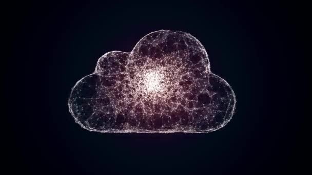 Cloud Computing Symbol Caotically Slow Moving Connected Points Cloud Technology — Vídeos de Stock