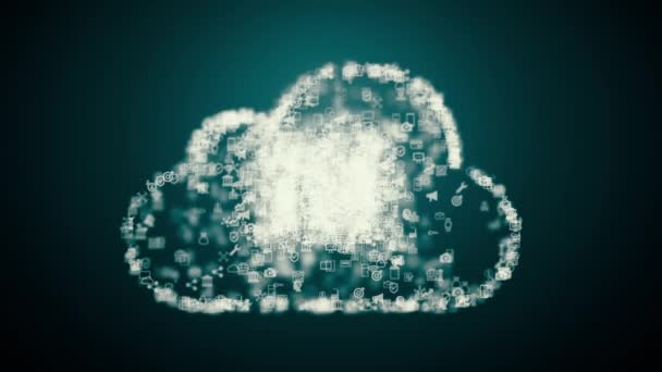 Simbolo Del Cloud Computing Dai Punti Connessi Movimento Caoticamente Lenti — Video Stock