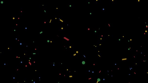 Colorati Coriandoli Partito Esplosioni Popper Sfondi Neri Saluto Animazione — Video Stock