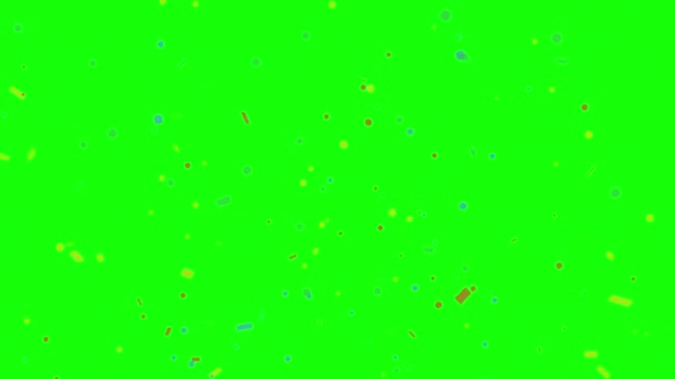 Colorati Coriandoli Partito Esplosioni Popper Sfondi Verdi Saluto Animazione — Video Stock