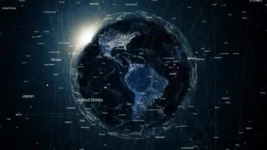 dünya çapındaki ülkeleri birbirine bağlayan küresel ağ bağlantıları sosyal medyada sorunsuz döngü animasyonu