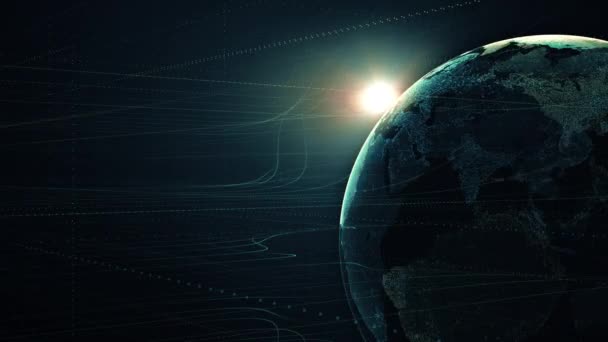 Globo Terrestre Con Mapa Nocturno Transparente Tierra Gira Lentamente Alrededor — Vídeo de stock