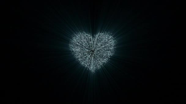 Explosion Heart Million Particular Millions Particles Merge Create Heart Shape — Stock Video