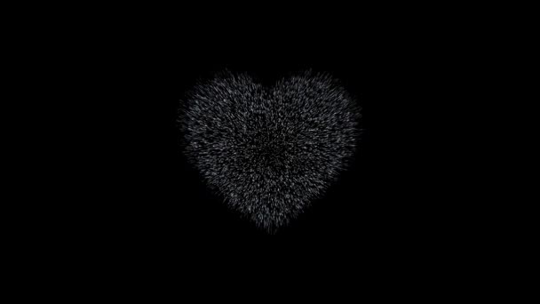 Milyonlarca Parçacık Kalp Patlamasıyla Birleşir Bir Kalp Şeklinde Sevgililer Günü — Stok video