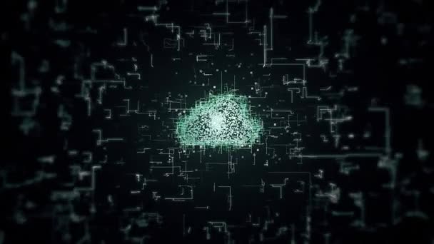 Tecnología Global Animación Símbolos Computación Nube — Vídeo de stock