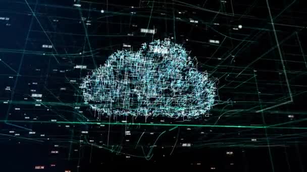 Παγκόσμια Τεχνολογία Δικτύου Cloud Computing Σύμβολο Πληροφορικής Τεχνολογία Animation — Αρχείο Βίντεο