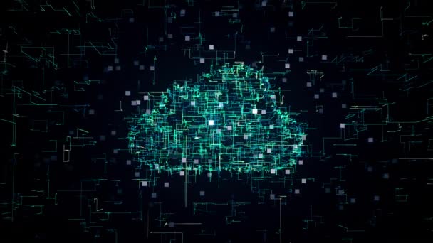 Globale Technologie Cloud Computing Symbolanimation — Stockvideo