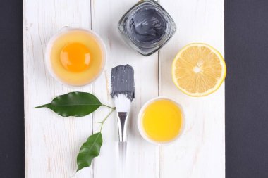 skincare cosmetics concept on white wooden background