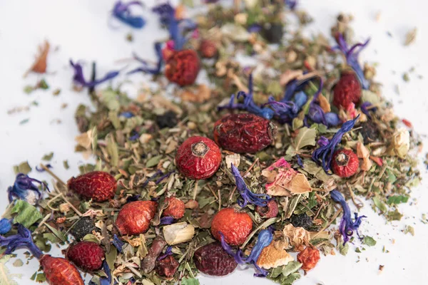 Fragrant multicolored healthy herbal tea Royalty Free Stock Photos