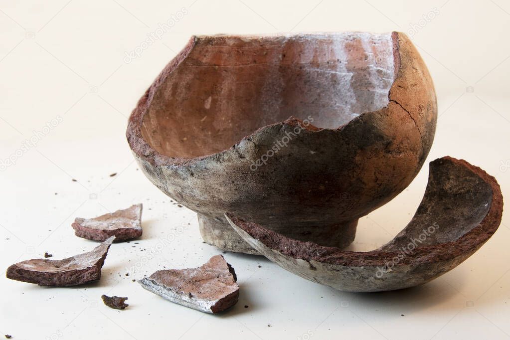 Rustic old broken clay pot