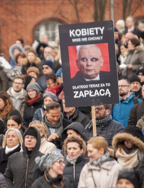 Polish Women On Strike during International Women's Day, against — Stock Photo, Image