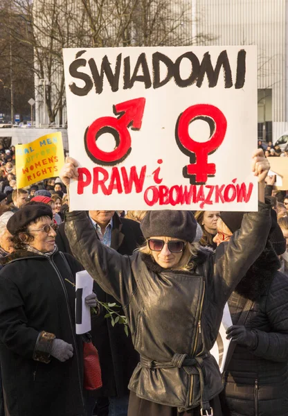 Donne polacche in sciopero durante la Giornata internazionale della donna Fotografia Stock