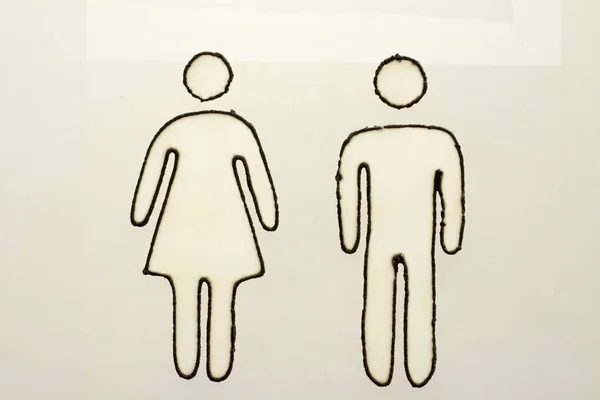 Drawing Man Woman Placed Toilet Door — Stock Photo, Image