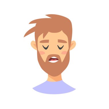 Hayal kırıklığına Emoji karakter. Karikatür tarzı duygu simgeler. Yorgun yüz ifadeleri ile izole erkek avatarları. Resimde siyah adamın duygusal yüzünü düz. Vektör çizim ifade el çekilmiş