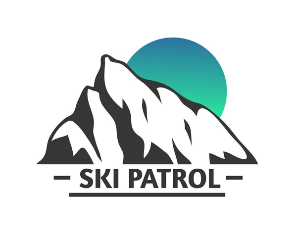 Montañas dibujadas a mano Logotipo conjunto. Estación de esquí vector iconos, elementos de silueta de montaña. Paseo y Snowboard símbolos aislados, etiquetas de viaje — Vector de stock