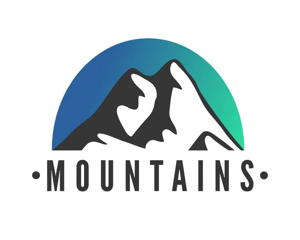 Logo des montagnes dessiné à la main. Icônes vectorielles station de ski, éléments de silhouette de montagne. Isolation des symboles de randonnée et de snowboard, étiquettes de voyage — Image vectorielle