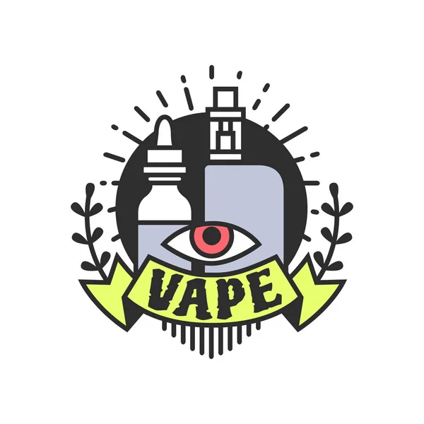 Insignias de Vector Vaping, Etiquetas de Arte de Línea Moderna, Logo de la Tienda Vape — Vector de stock