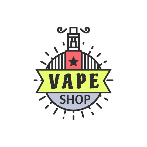 Vector Vaping Badges, moderne Line Art Etiketten, Vape Shop Logo — Stockvektor