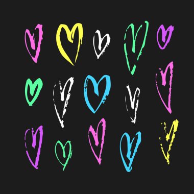 Tasarım kullanmak için elle çizilmiş boya nesnesi kümesi. Soyut fırça çizim. Vektör sanat illüstrasyon grunge sıçramalarına, damla, lekeleri, çerçeveler, oklar, Kalpler, yıldız, leke