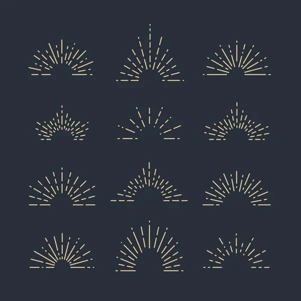 Set de Sunbursts Vintage en Diferentes Formas. Hipster Vector ilustración — Vector de stock