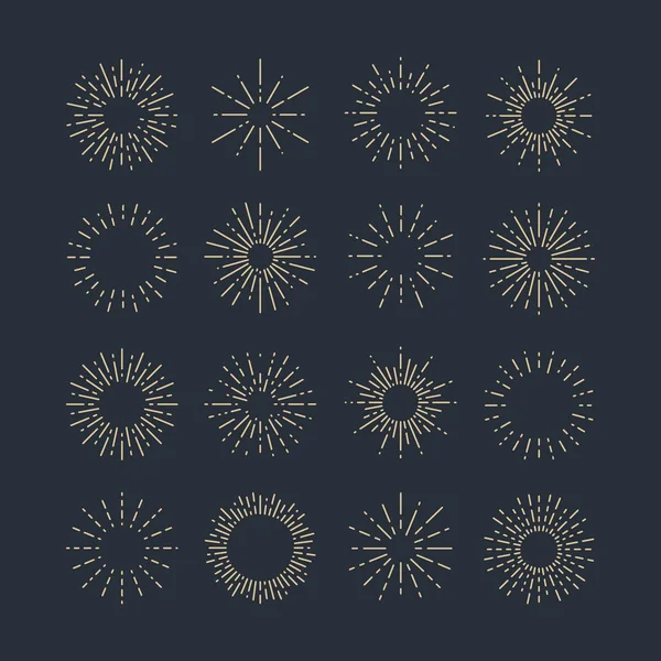 Vintage Sunbursts farklı şekillerde kümesi. Yenilikçi vektör çizim