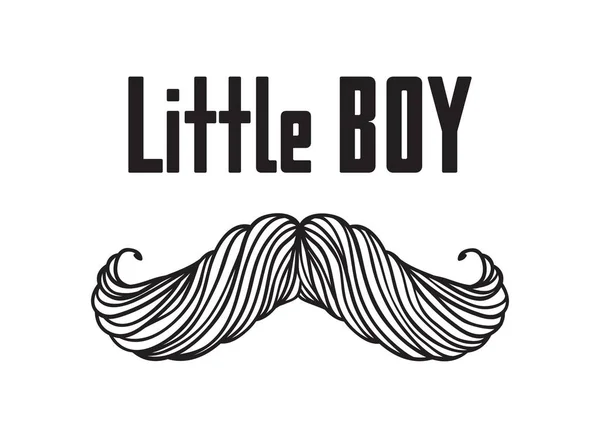 Hand drawn old fashion mustaches illustration. Actual hipster vector. Male barber shop print. Card with text Little boy — Stock Vector
