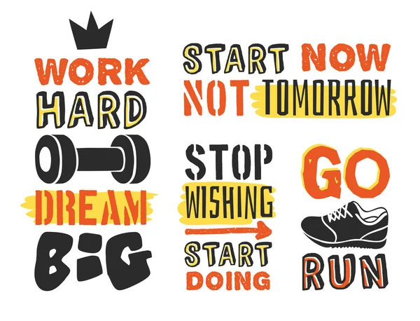 Set of text templates for design, Sport Motivation Quote, Positive typography — Stock Vector