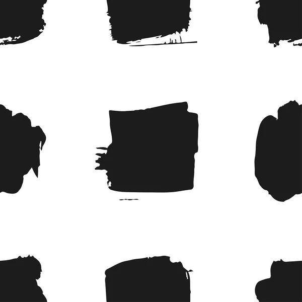 Ręcznie rysowane wzór z czarną farbą kwadraciki. Streszczenie szczotka tło. Ilustracja wektora — Wektor stockowy