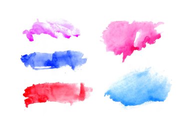 Renkli suluboya formları kümesi. El tasarımınız için çizilmiş boyalı şablonu. Beyaz arka plan üzerinde izole klip Sanat eşyaları